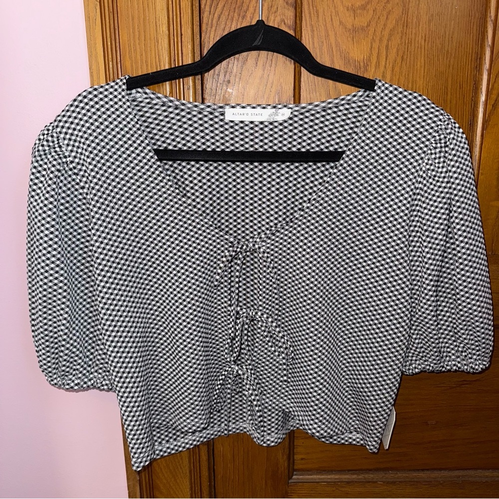 Altar'd State Gingham Tie Top
